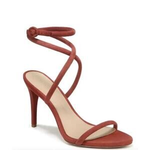 NIB Veronica Beard Marceline Suede Heels 8 Redwood Strappy Ankle Strap Sandals